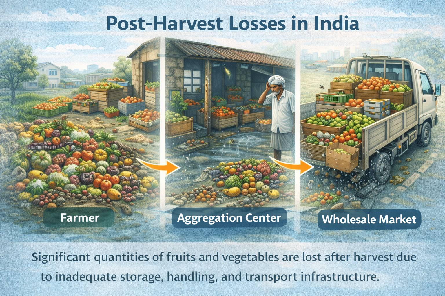 Post-harvest losses of fruits and vegetables in India due to poor storage and logistics